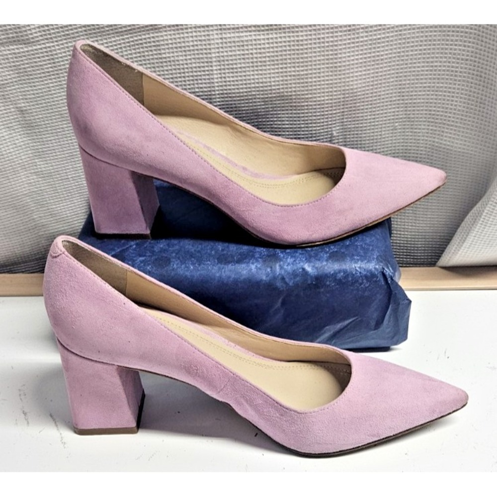 MARC FISHER LTD woman's 7.5 PUMP LILAC Suede block heels pointy toe